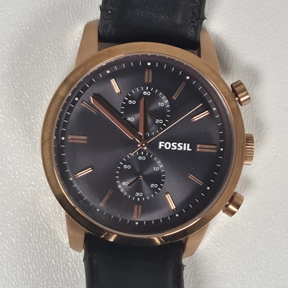 Fossil Townsman FS5097 48MM Men's Chronograph Watch Leather Band New Battery